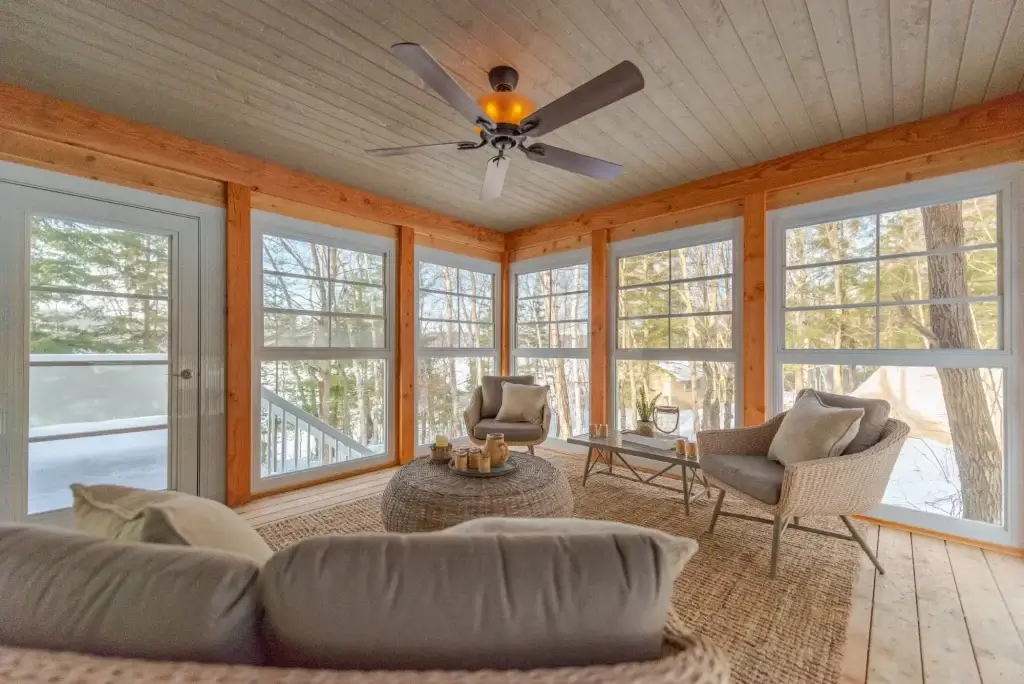 Weather Master Windows Wood Framed Sunroom Winter View
