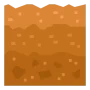 Illustration icon showing multi colored vertical underground soil strata layers with mixed ground texture