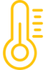 Yellow thermometer icon with heat level indicator marks to the right